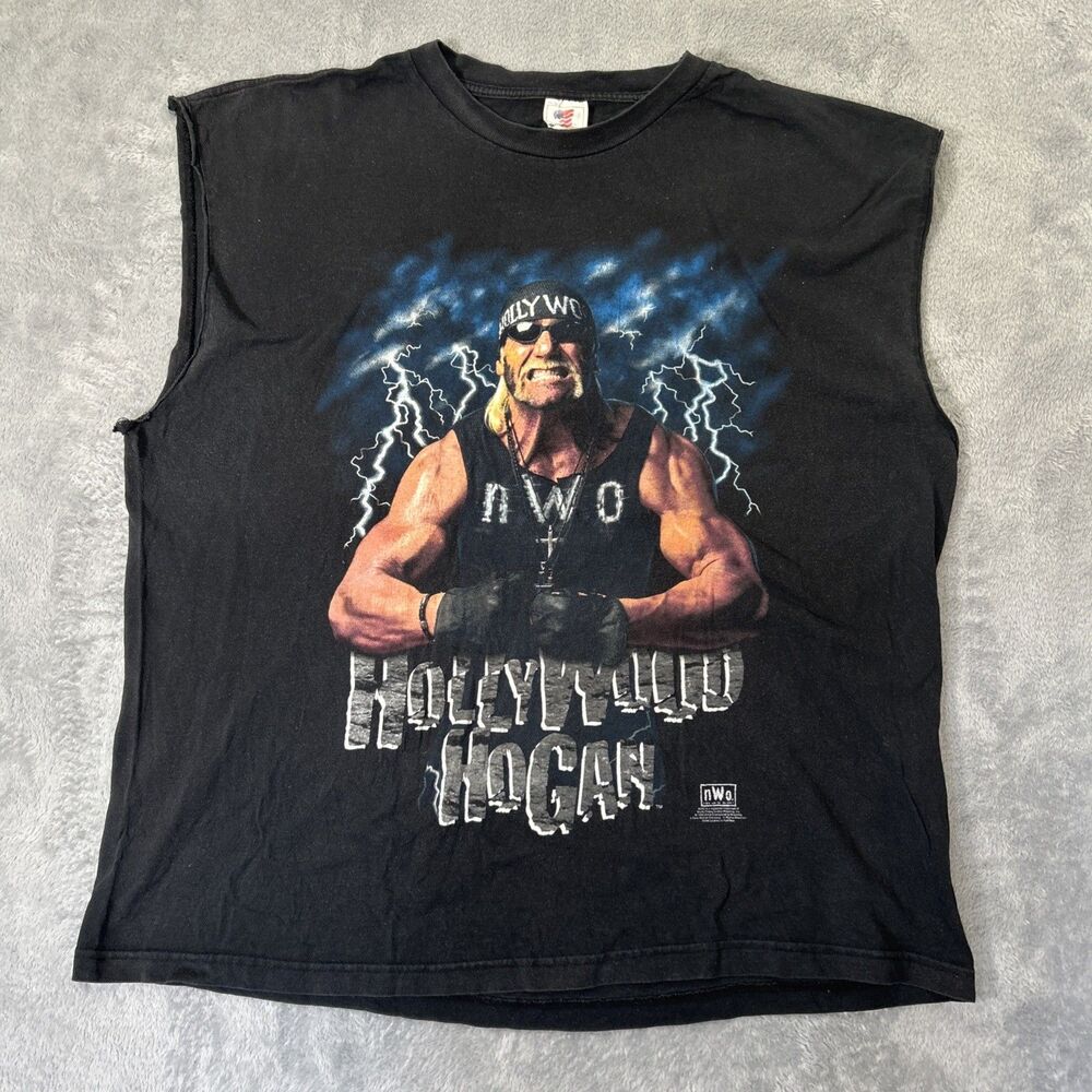 Vintage 1998 WCW Hollywood Hulk Hogan NWO Wrestling Thunder Shirt 2XL Cut Off
